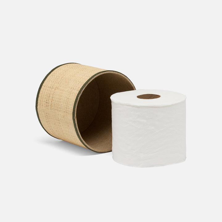 Hanford, Natural/Forest, Toilet Paper Cover, Raffia/Leather, Pack/2