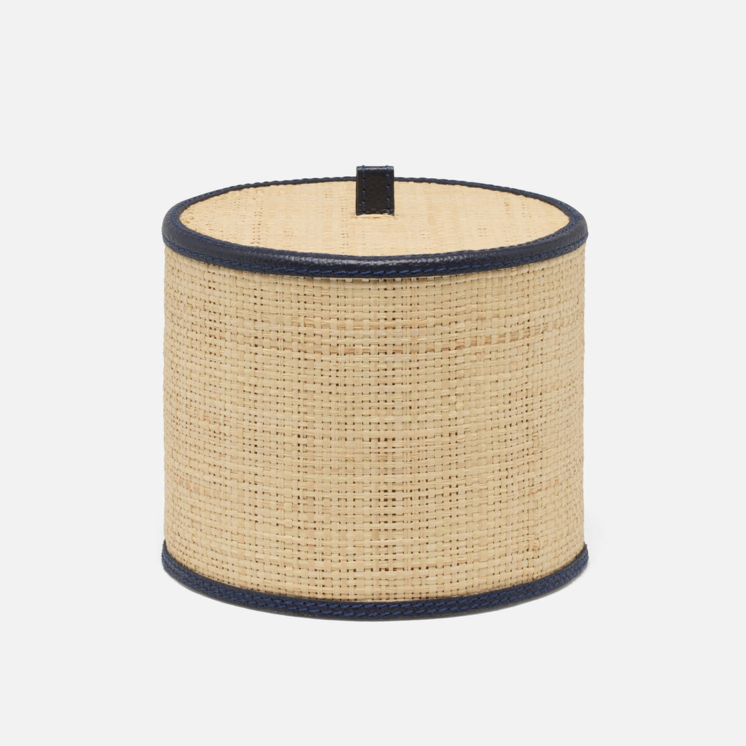 Hanford, Natural/Navy, Toilet Paper Cover, Raffia/Leather, Pack/2