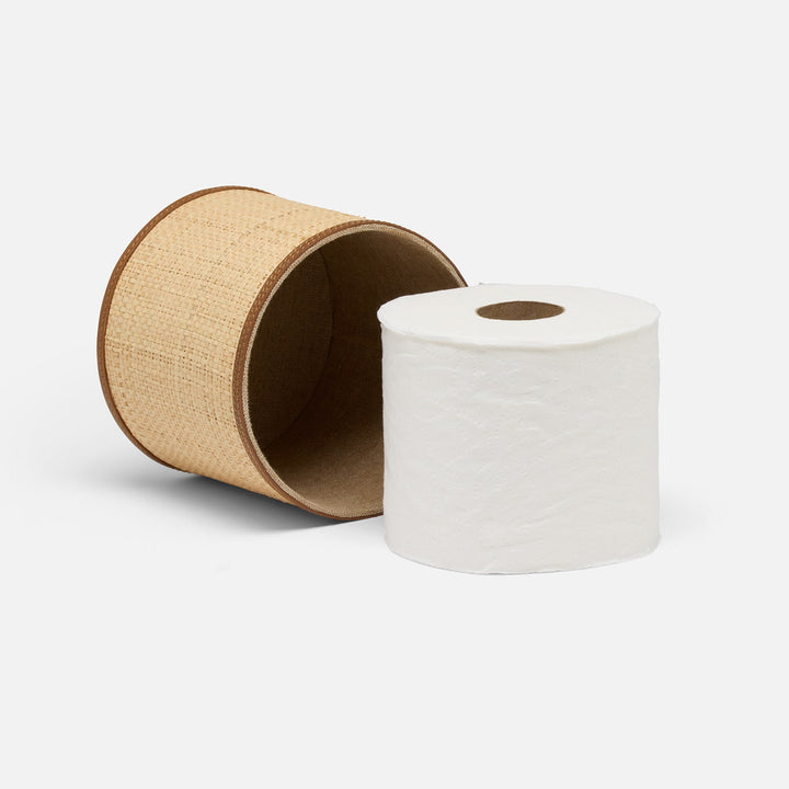 Hanford, Natural/Saddle, Toilet Paper Cover, Raffia/Leather, Pack/2