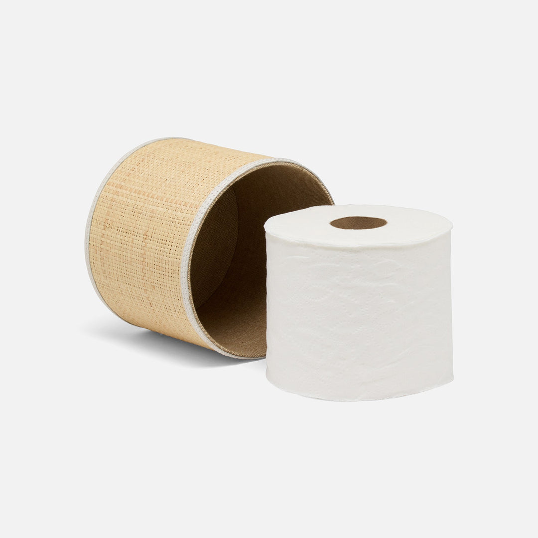 Hanford, Natural/White, Toilet Paper Cover, Raffia/Leather, Pack/2