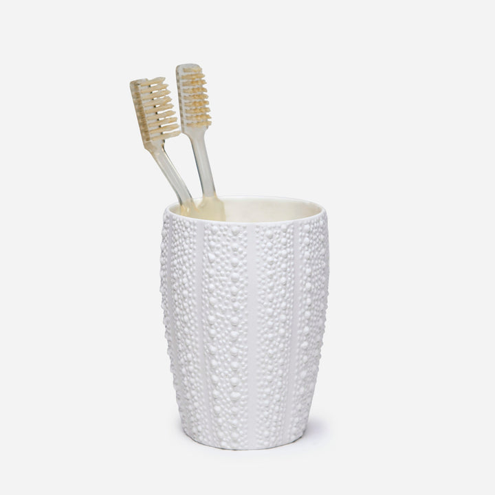 Hilo, White, Brush Holder, Round Tapered, Porcelain Sea Urchin