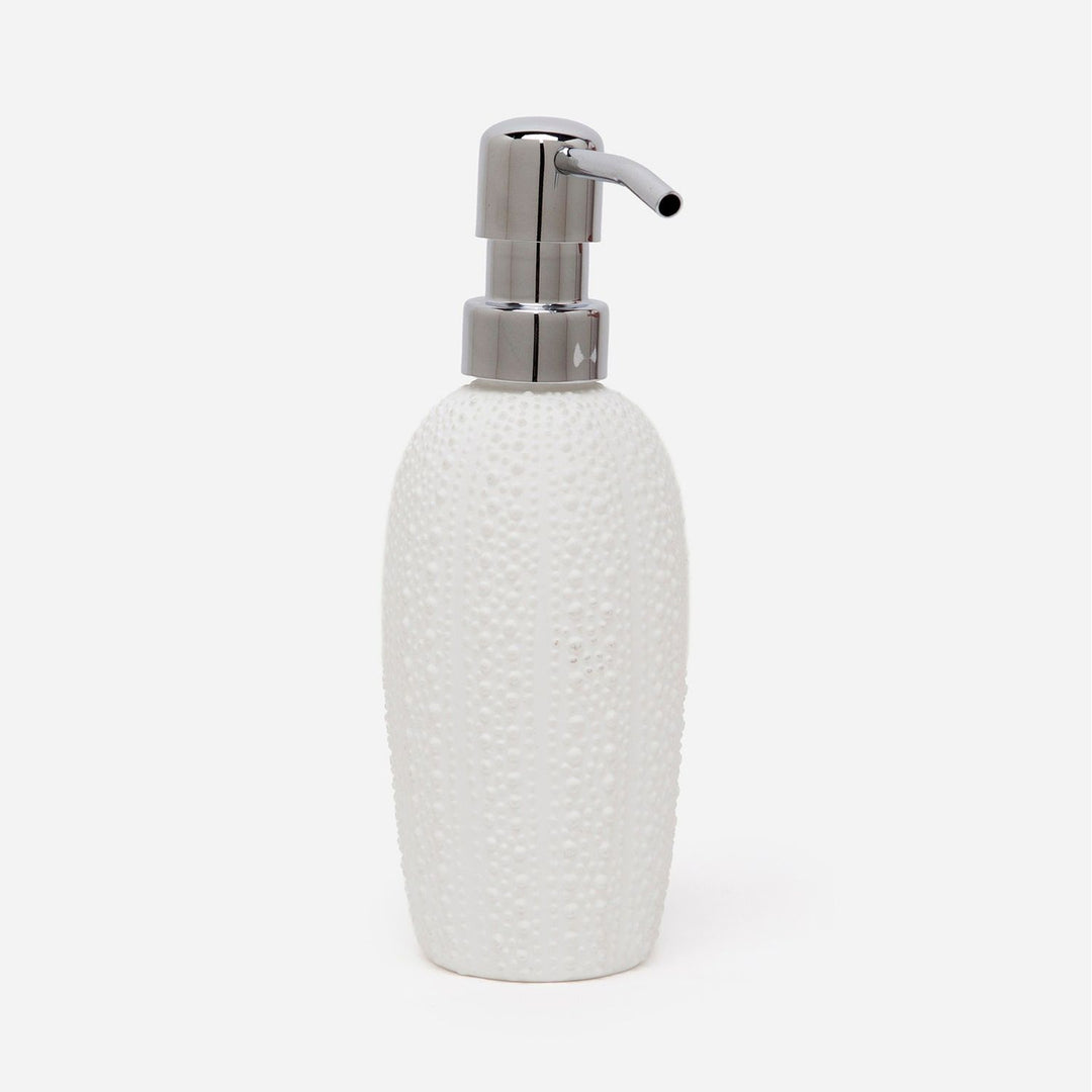 Hilo, White, Soap Pump, Round, Porcelain Sea Urchin