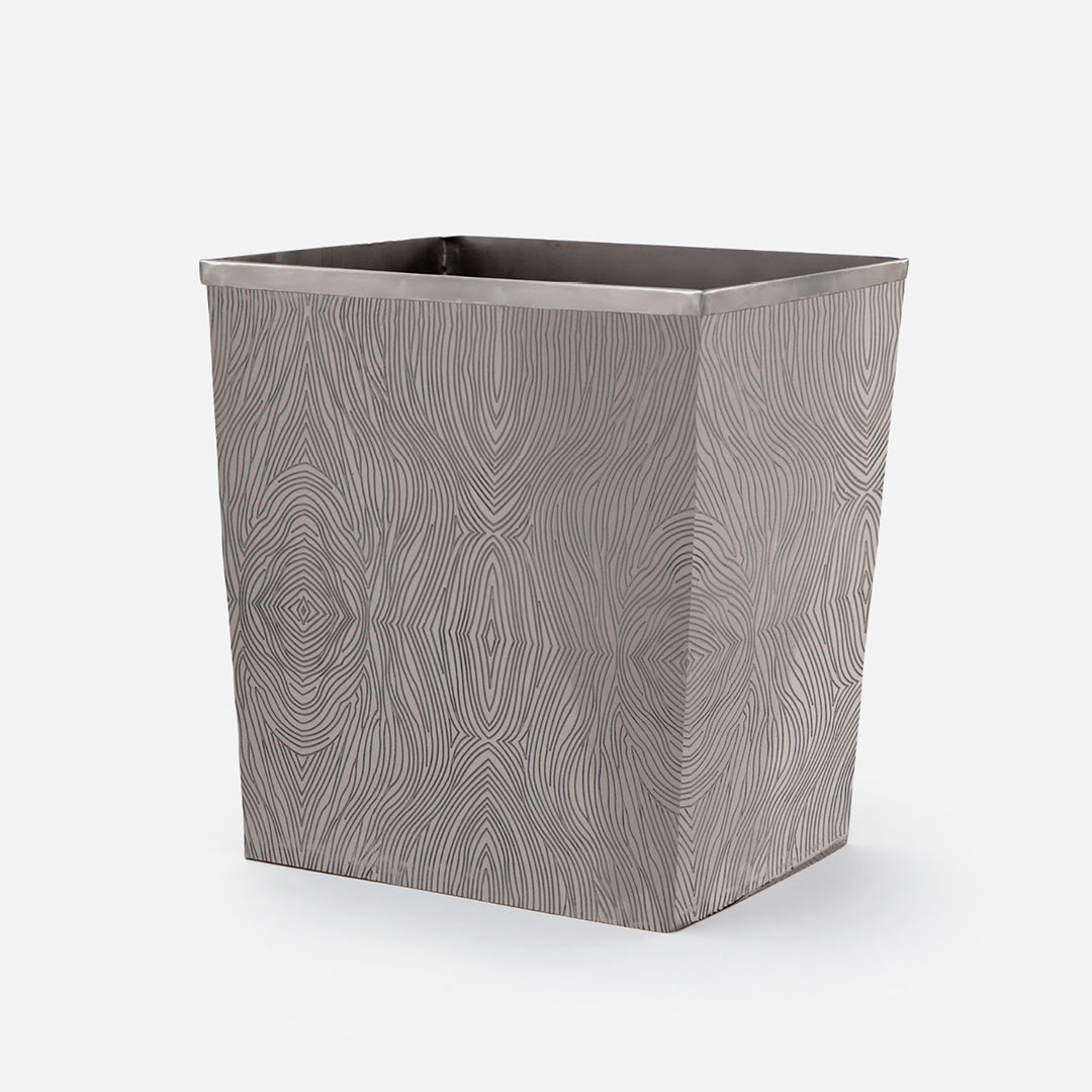Humbolt, Black Nickel, Wastebasket, Rectangular Tapered, Ridged Metal