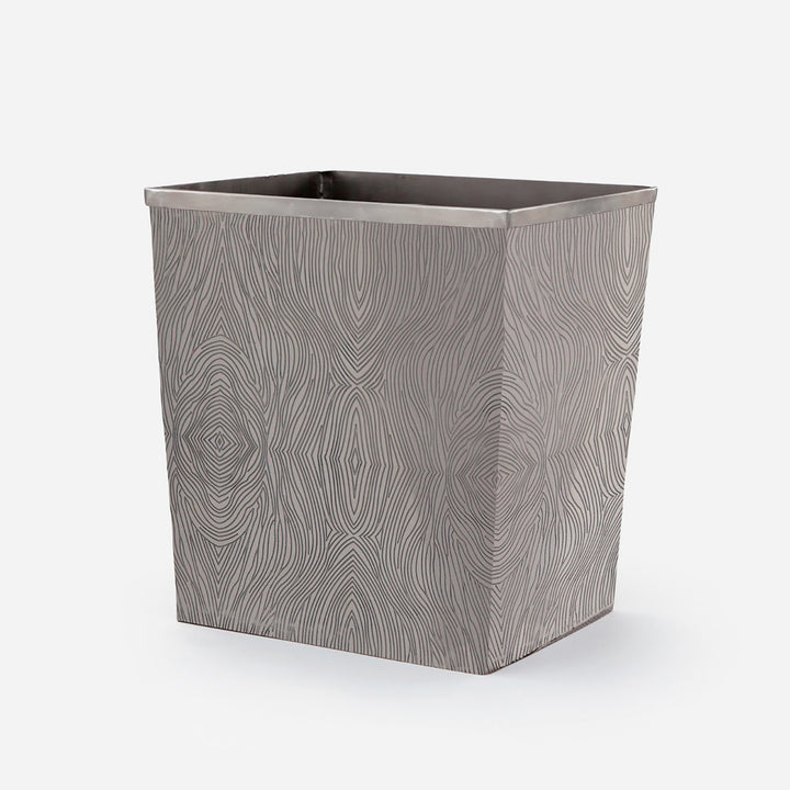Humbolt, Black Nickel, Wastebasket, Rectangular Tapered, Ridged Metal