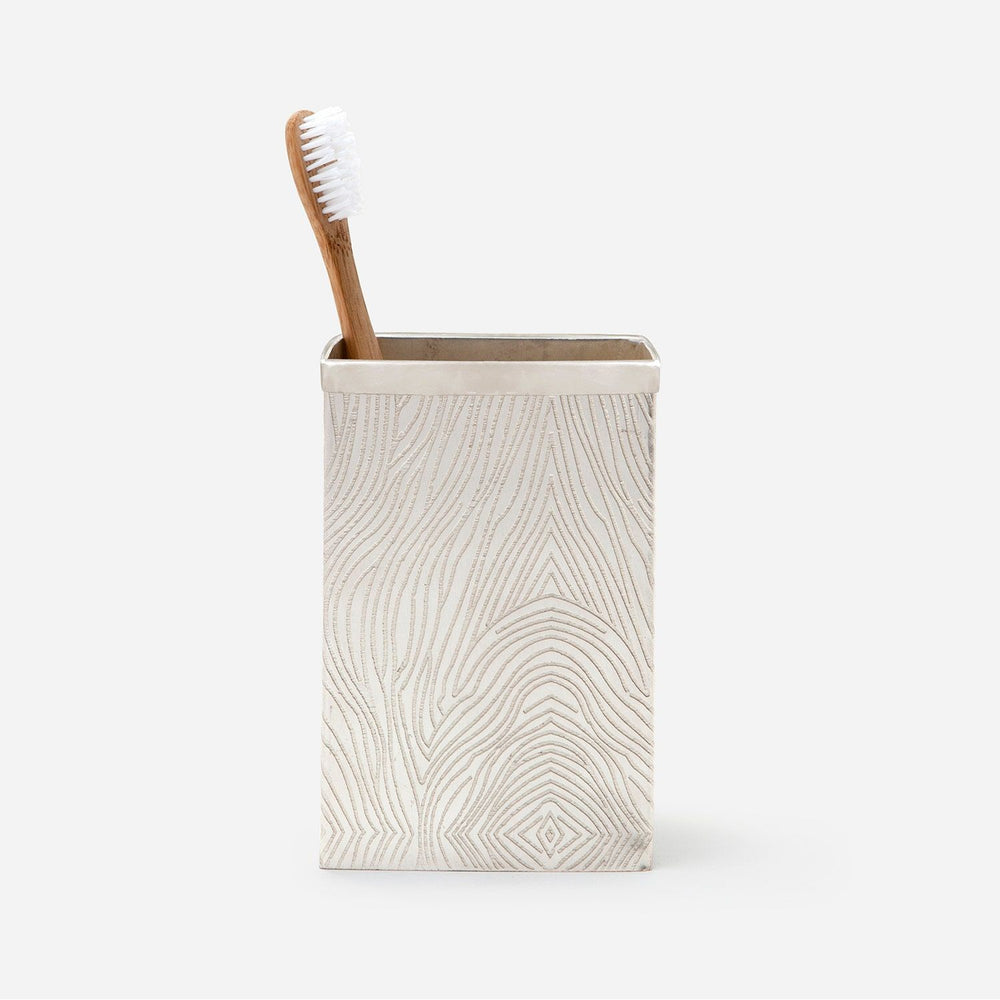 Humbolt, Matte Silver, Brush Holder, Square Straight, Ridged Metal