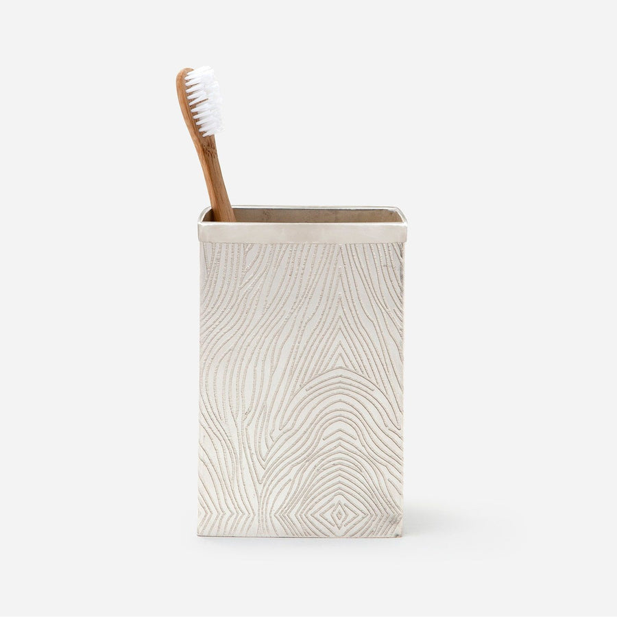 Humbolt, Matte Silver, Brush Holder, Square Straight, Ridged Metal