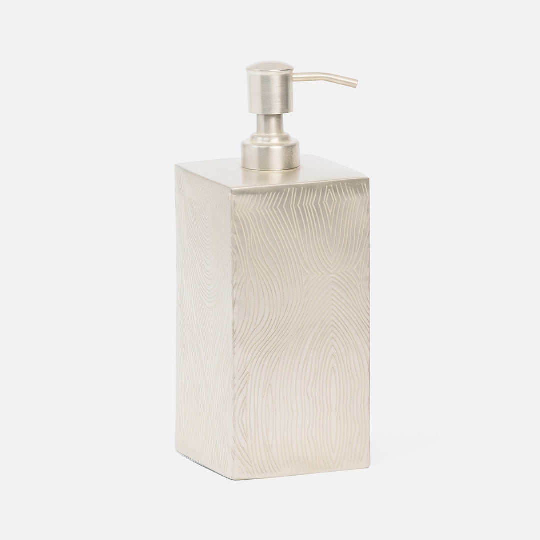 Humbolt, Matte Silver, Soap Pump, Square Straight, Ridged Metal