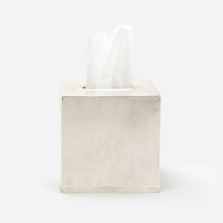 Humbolt, Matte Silver, Tissue Box, Square Straight, Ridged Metal