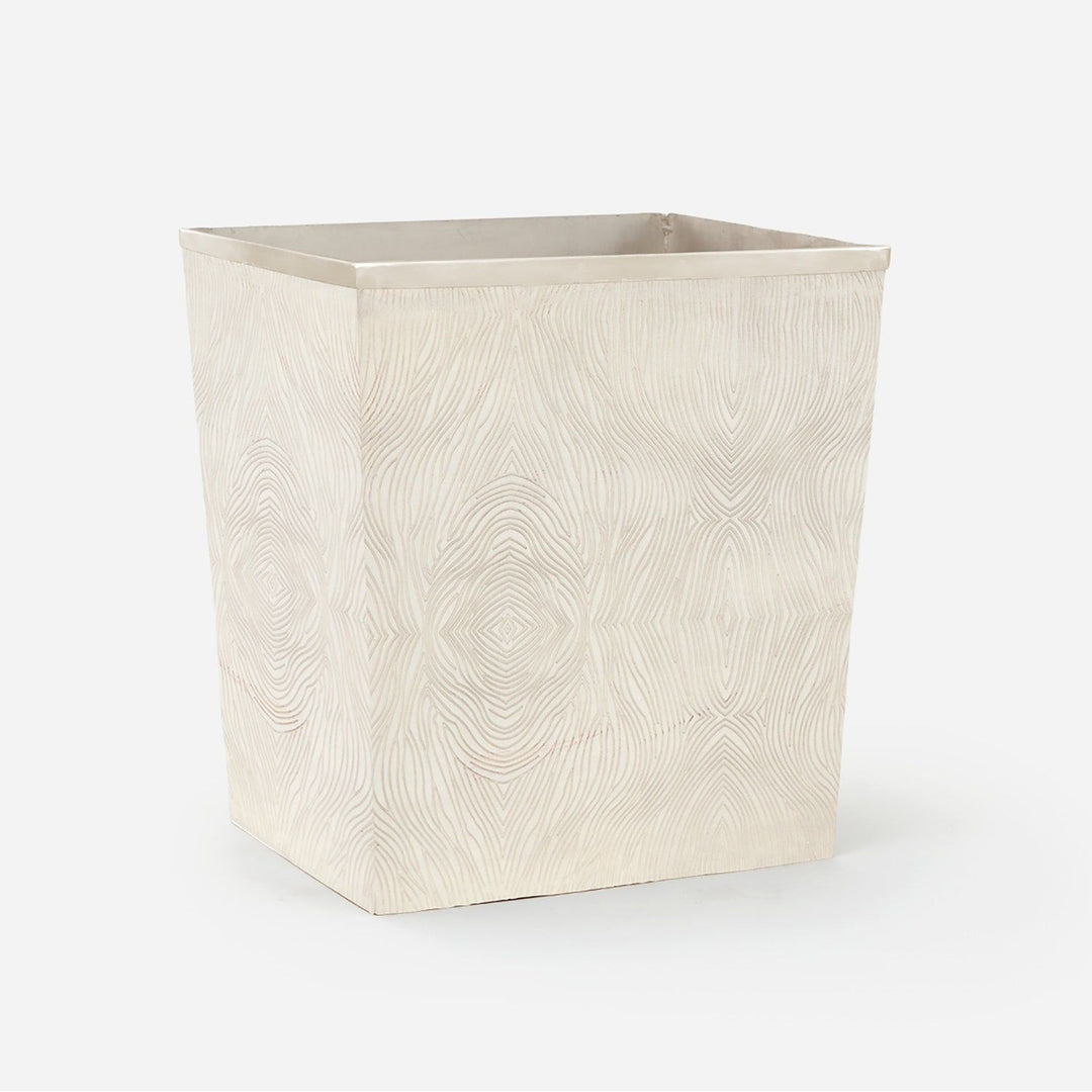 Humbolt, Matte Silver, Wastebasket, Rectangular Tapered, Ridged Metal