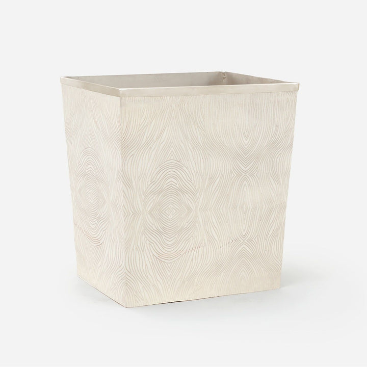 Humbolt, Matte Silver, Wastebasket, Rectangular Tapered, Ridged Metal