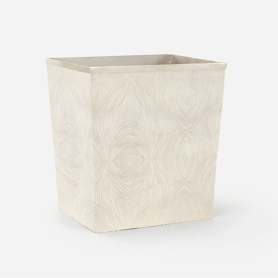 Humbolt, Matte Silver, Wastebasket, Rectangular Tapered, Ridged Metal