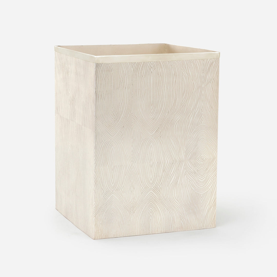 Humbolt, Matte Silver, Wastebasket, Square Straight, Ridged Metal