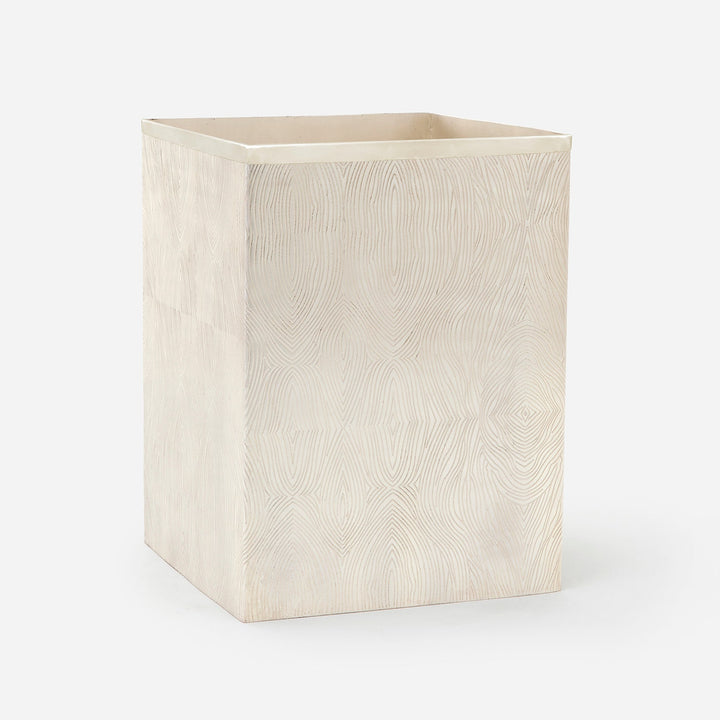 Humbolt, Matte Silver, Wastebasket, Square Straight, Ridged Metal