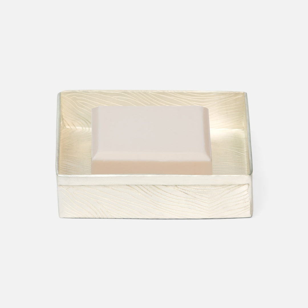 Humbolt, Matte Silver, Soap Dish, Square, Ridged Metal