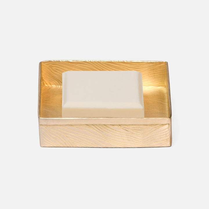 Humbolt, Shiny Brass, Soap Dish, Square, Ridged Metal