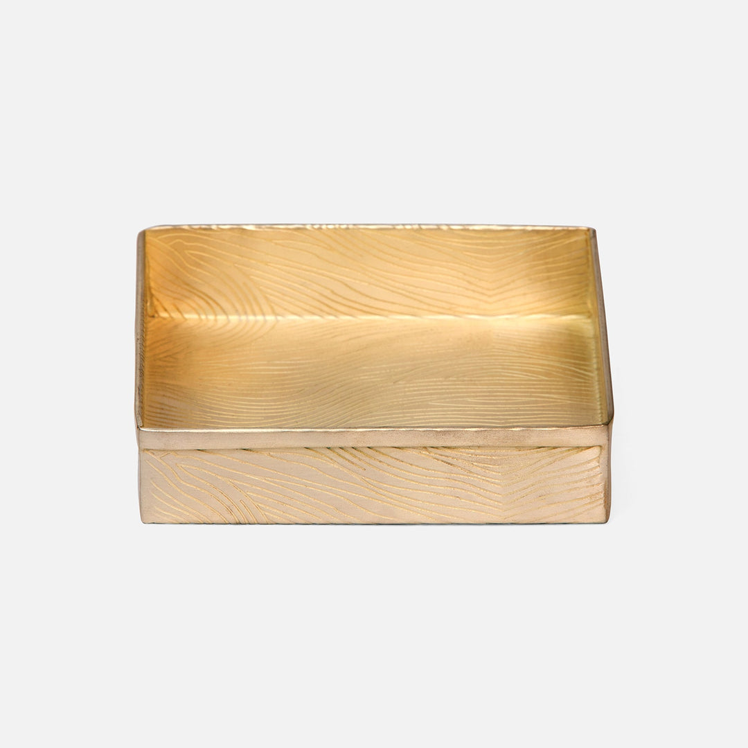 Humbolt, Shiny Brass, Soap Dish, Square, Ridged Metal