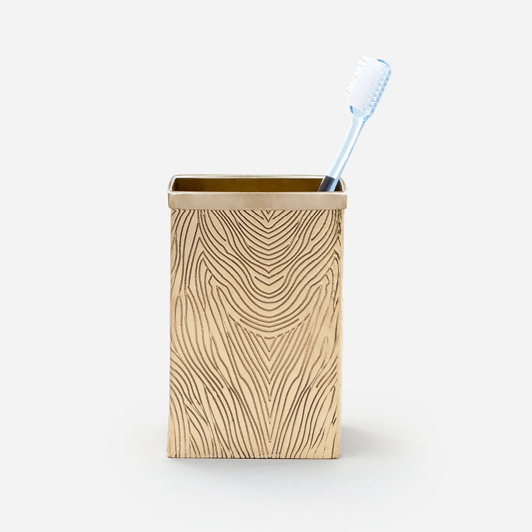 Humbolt, Shiny Brass, Brush Holder, Square Straight, Ridged Metal