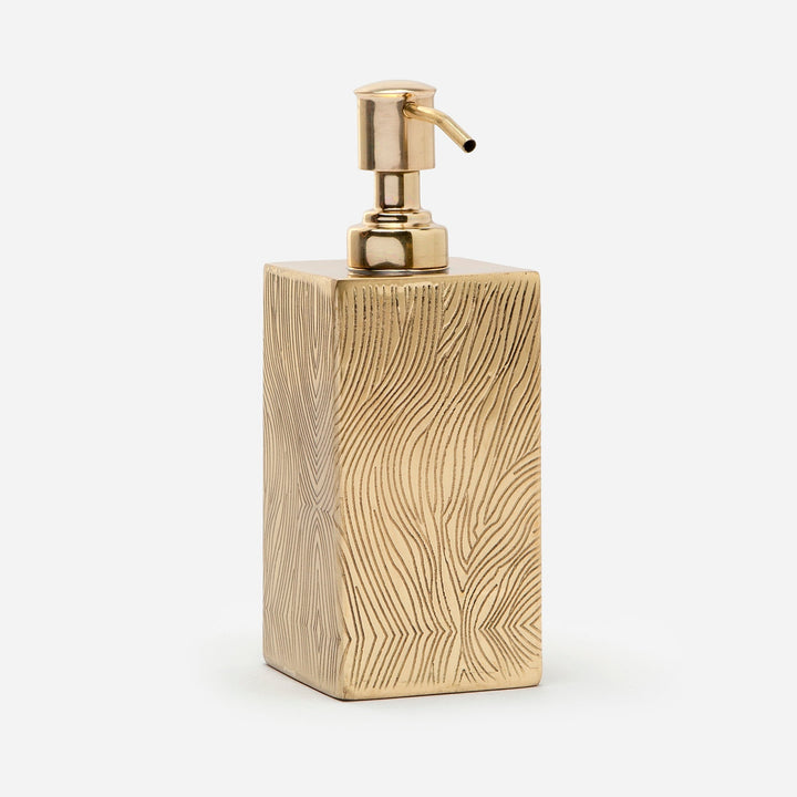 Humbolt, Shiny Brass, Soap Pump, Square Straight, Ridged Metal