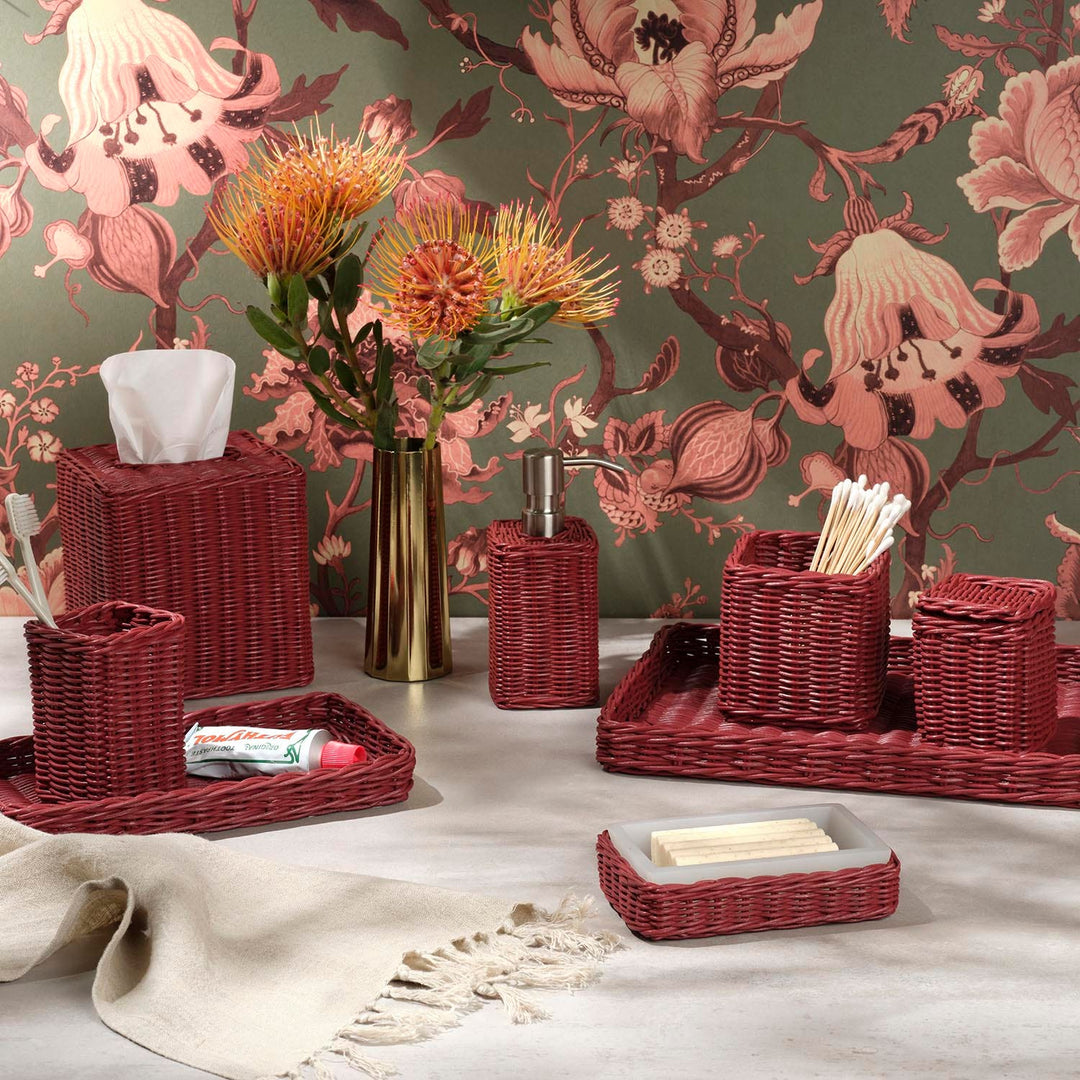 Kardia, Bordeaux Red, Canister, Square Straight, Large, Rattan