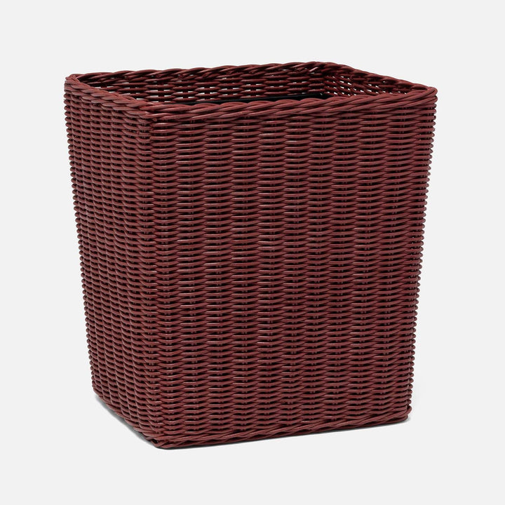 Kardia, Bordeaux Red, Wastebasket, Rectangular Tapered, Rattan