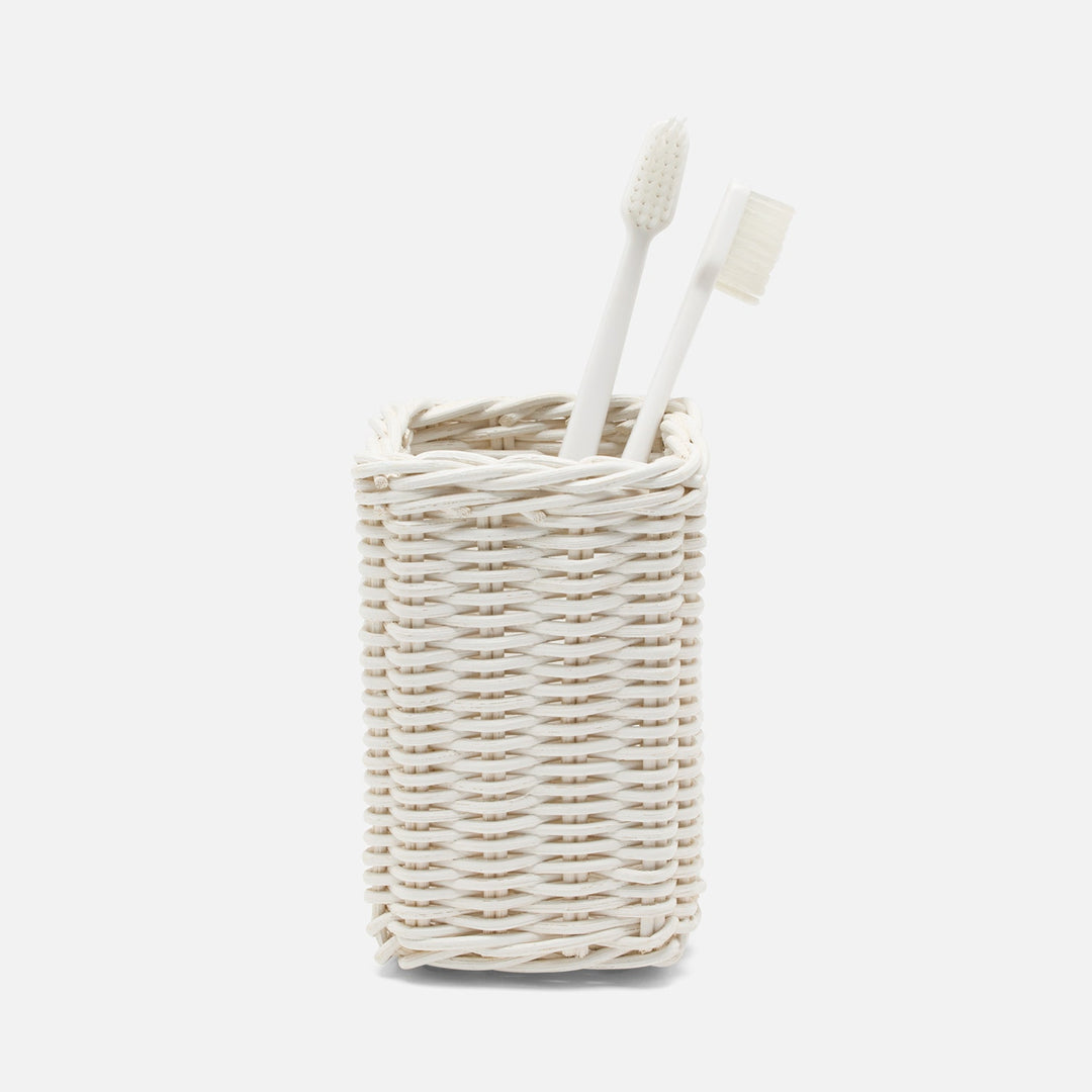 Kardia, Cotton White, Brush Holder, Square Straight, Rattan