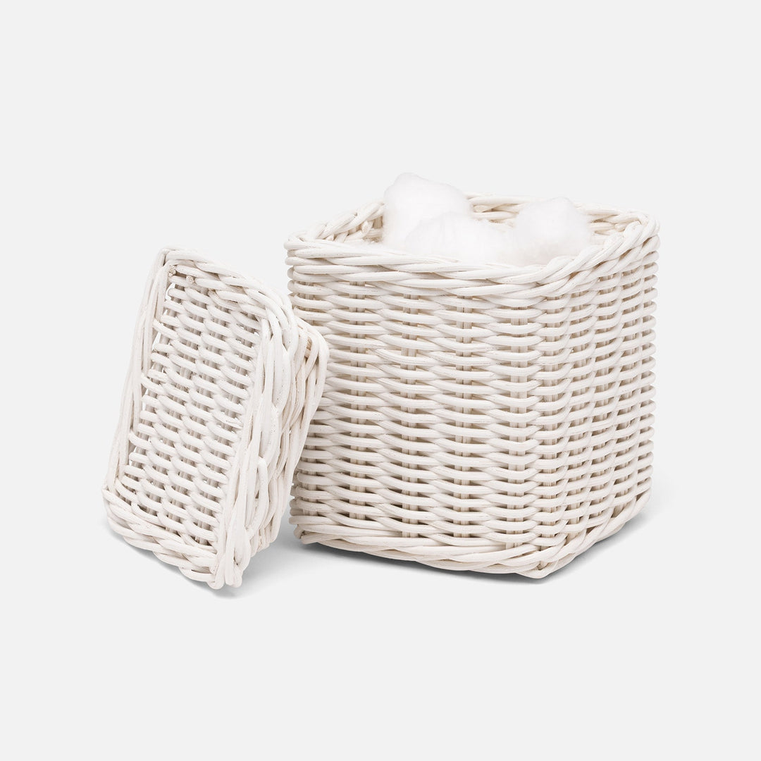 Kardia, Cotton White, Canister, Square Straight, Large, Rattan