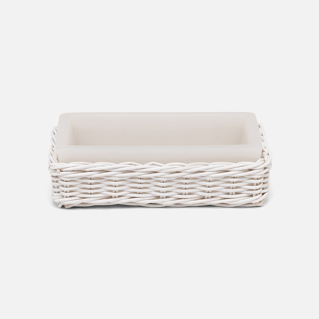Kardia, Cotton White, Soap Dish, Rectangular Straight, Rattan