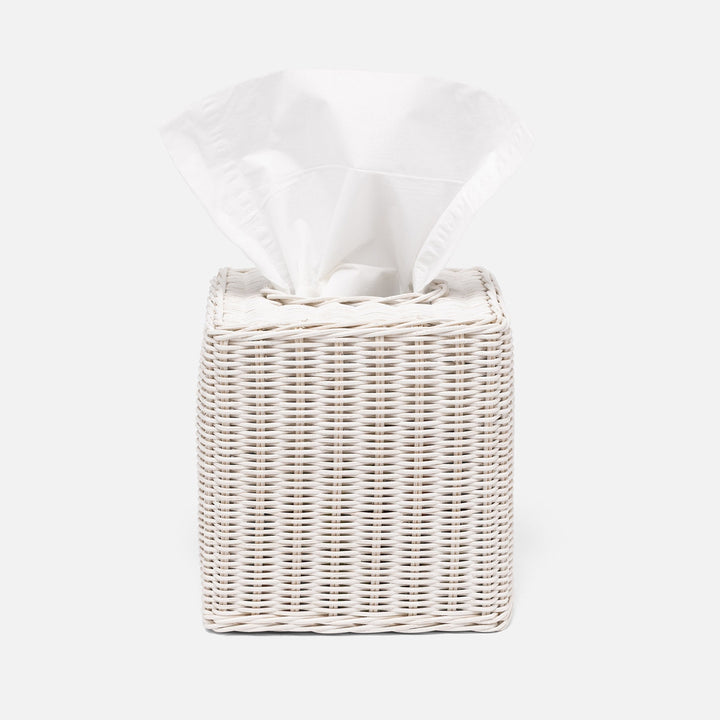 Kardia, Cotton White, Tissue Box, Square Straight, Rattan