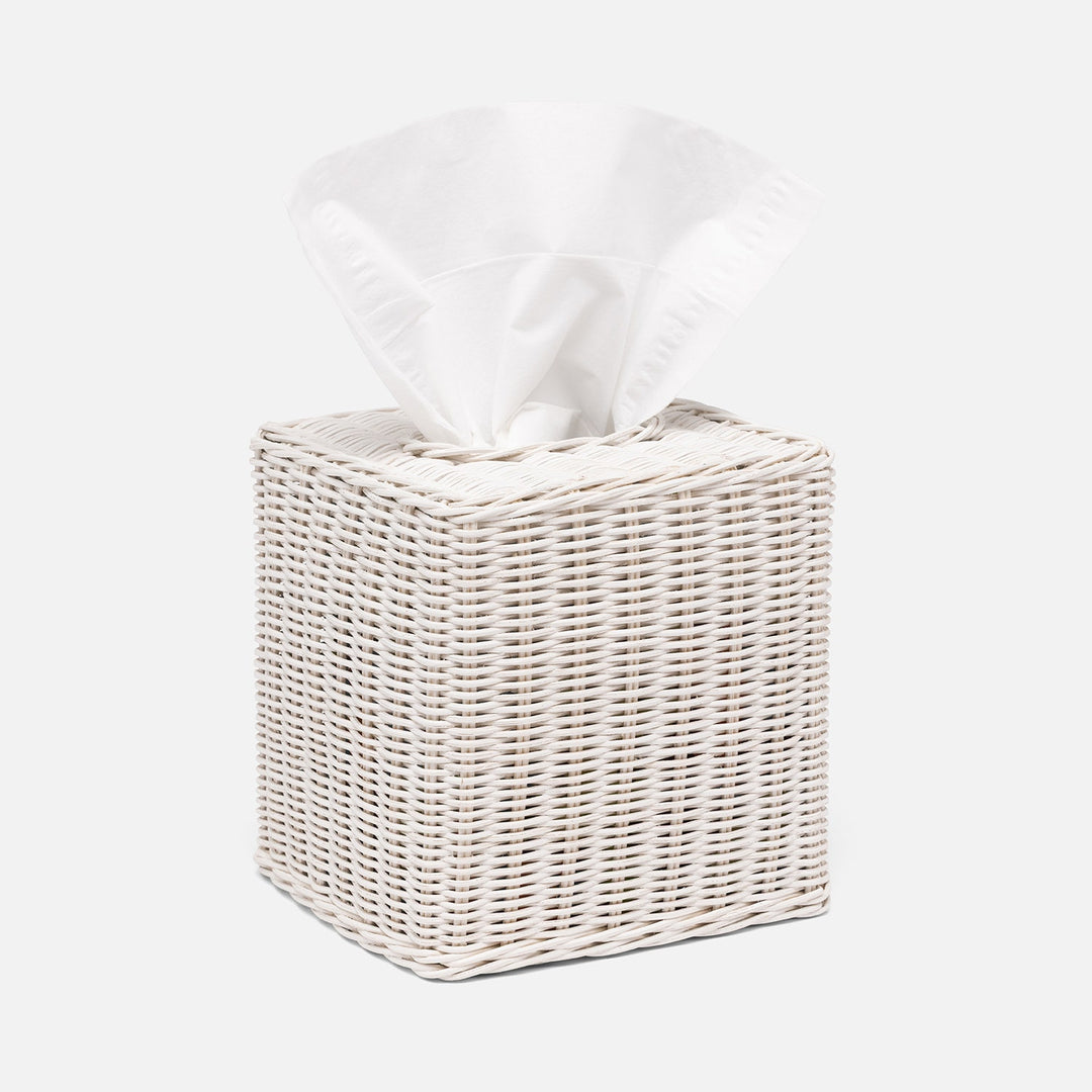 Kardia, Cotton White, Tissue Box, Square Straight, Rattan