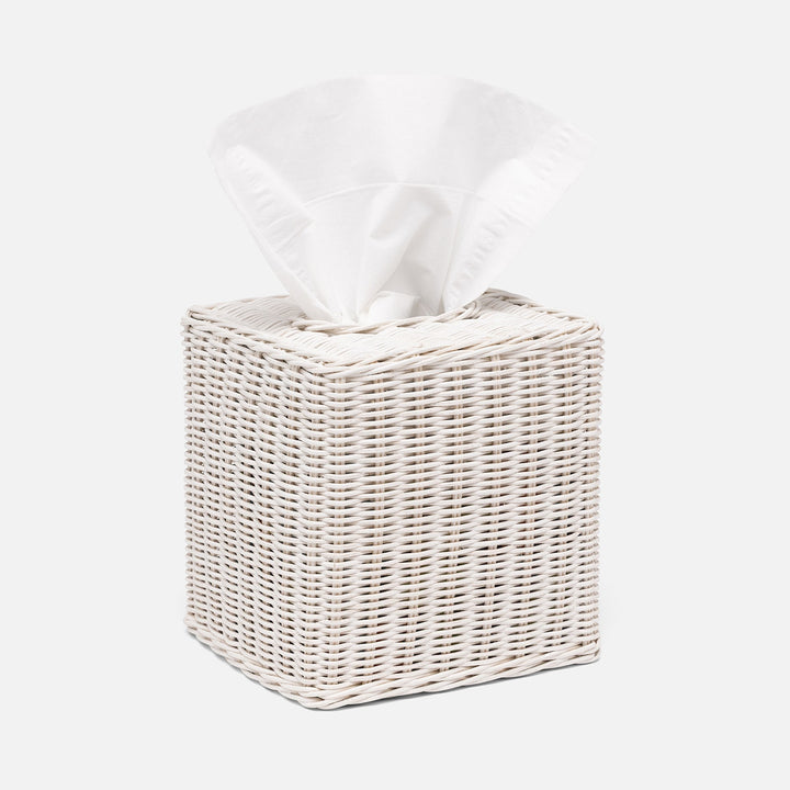 Kardia, Cotton White, Tissue Box, Square Straight, Rattan