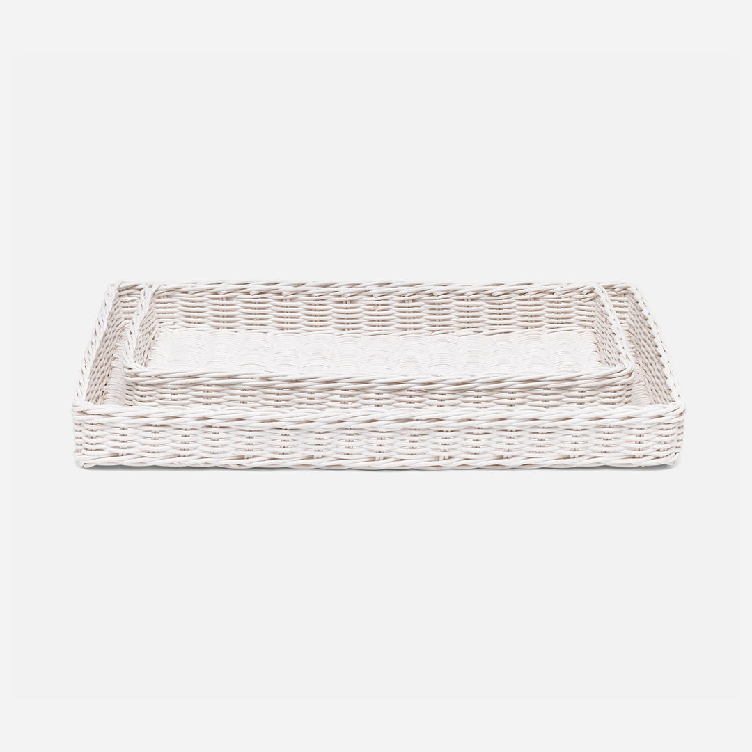 Kardia, Cotton White, Nested Trays, Rectangular Straight, Rattan, S/2