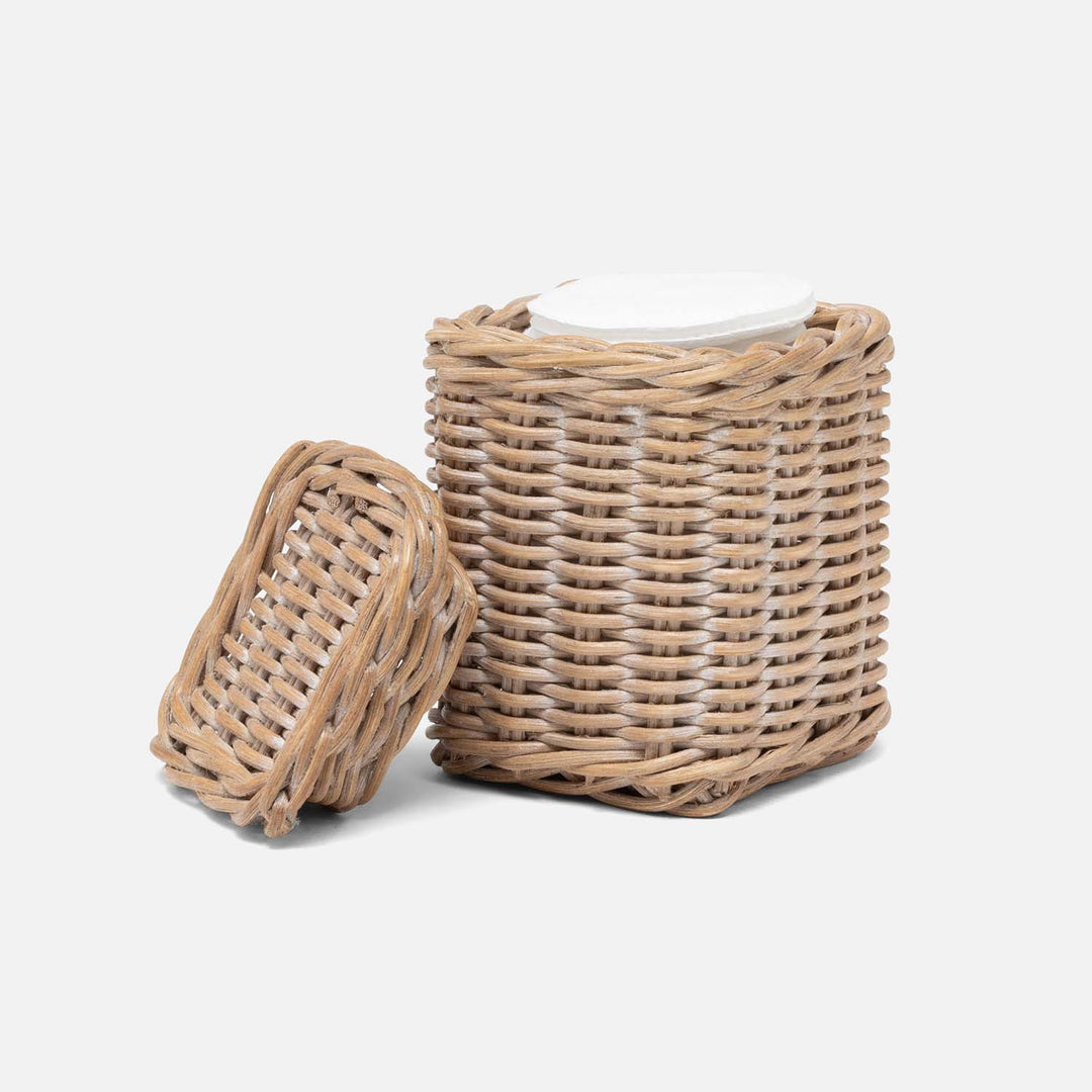 Kardia, Mocha Whitewashed, Canister, Square Straight, Small, Rattan