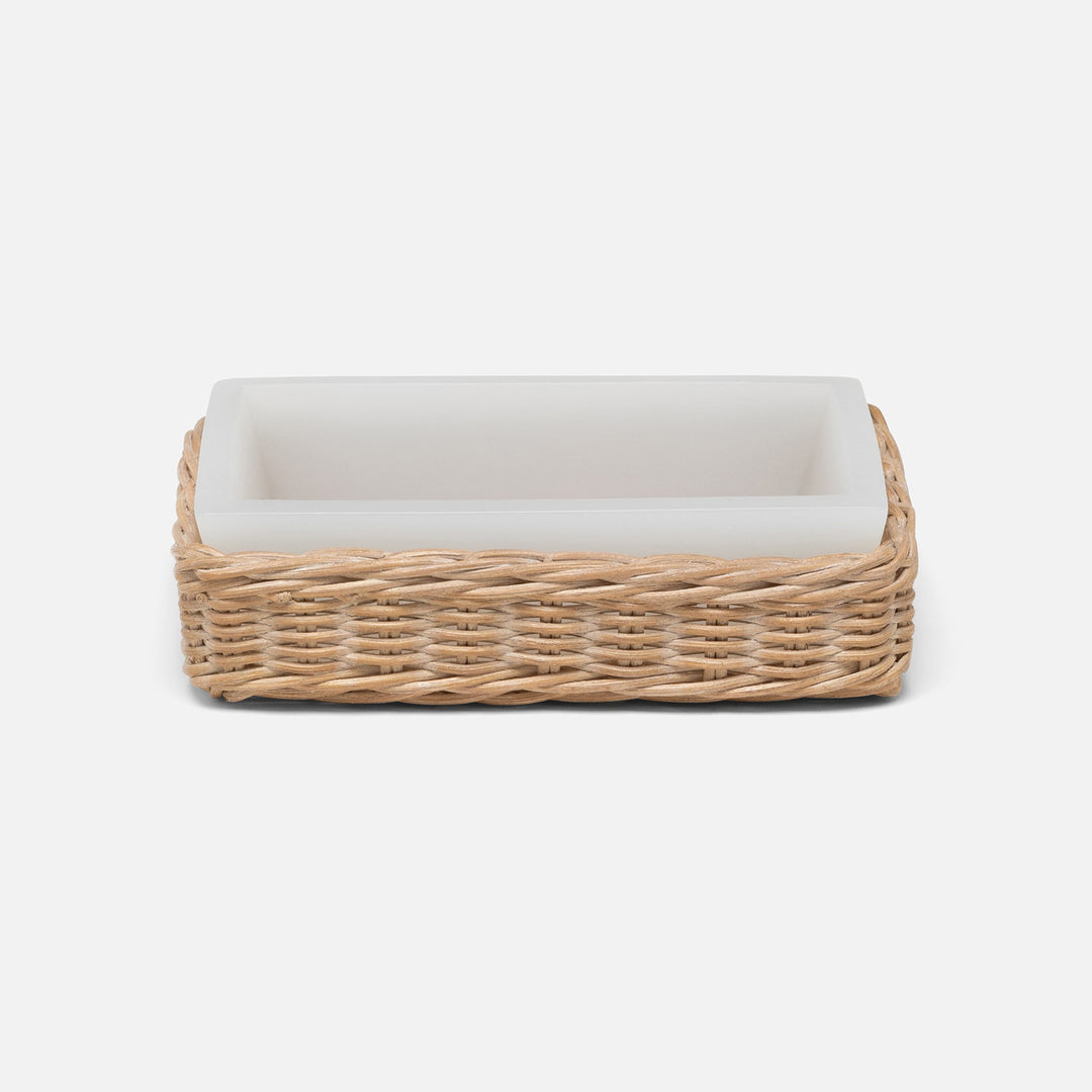 Kardia, Mocha Whitewashed, Soap Dish, Rectangular Straight, Rattan