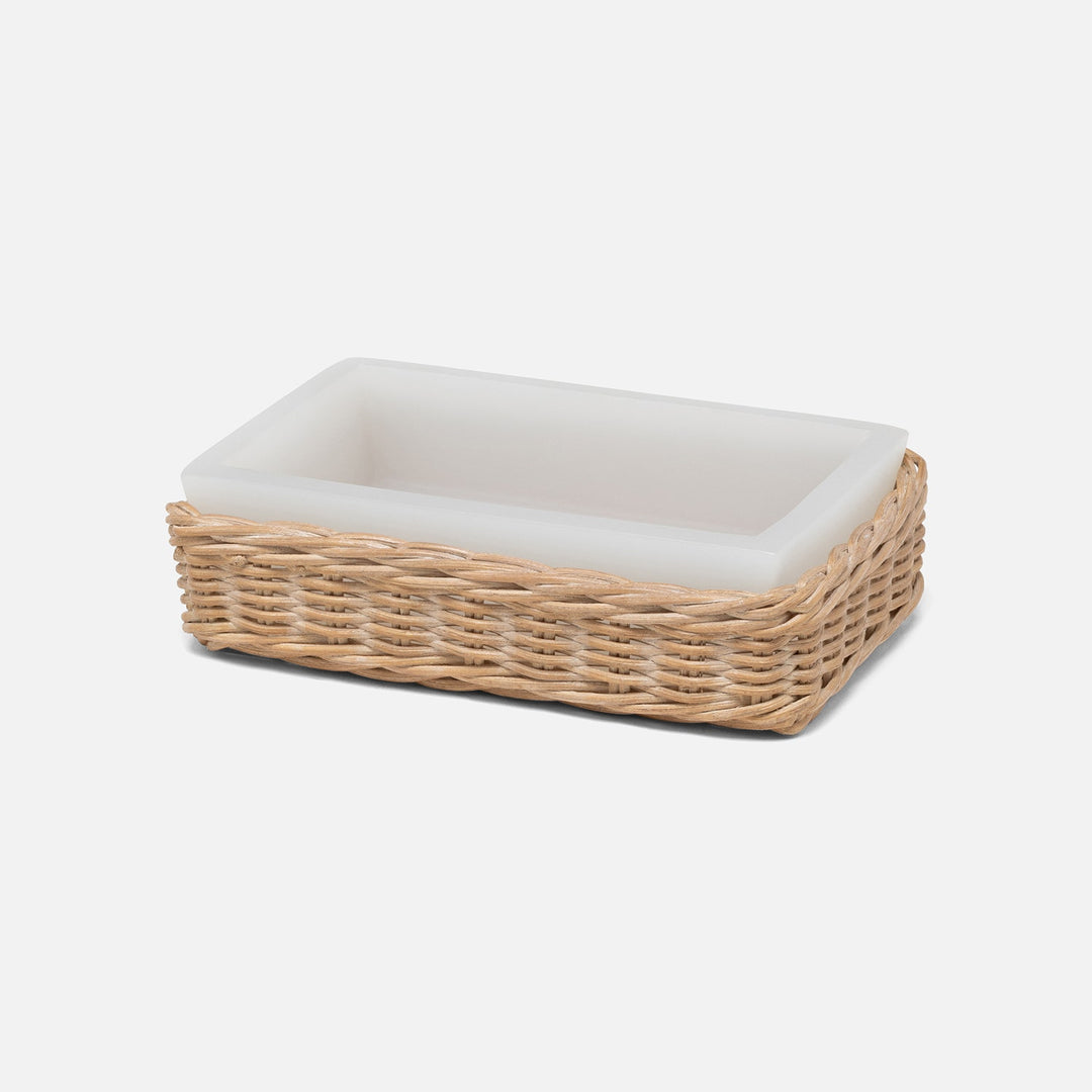 Kardia, Mocha Whitewashed, Soap Dish, Rectangular Straight, Rattan