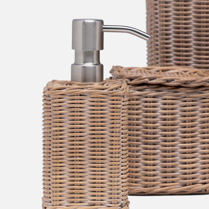 Kardia, Mocha Whitewashed, Soap Pump, Square Straight, Rattan