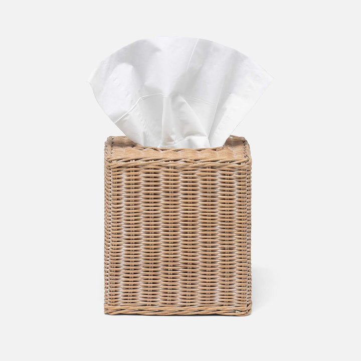 Kardia, Mocha Whitewashed, Tissue Box, Square Straight, Rattan