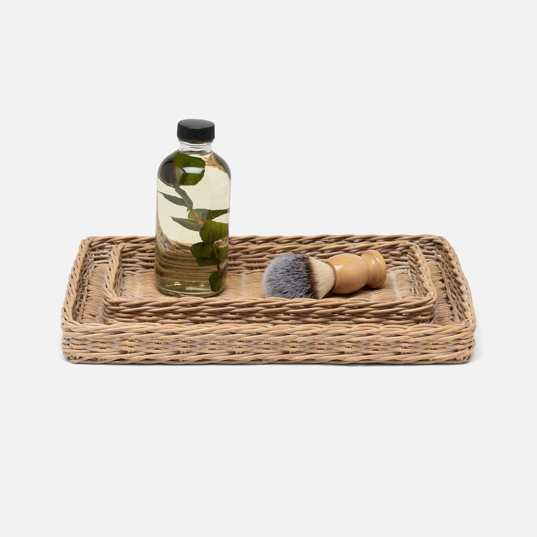 Kardia, Mocha Whitewashed, Nested Trays, Rectangular Straight, Rattan, S/2