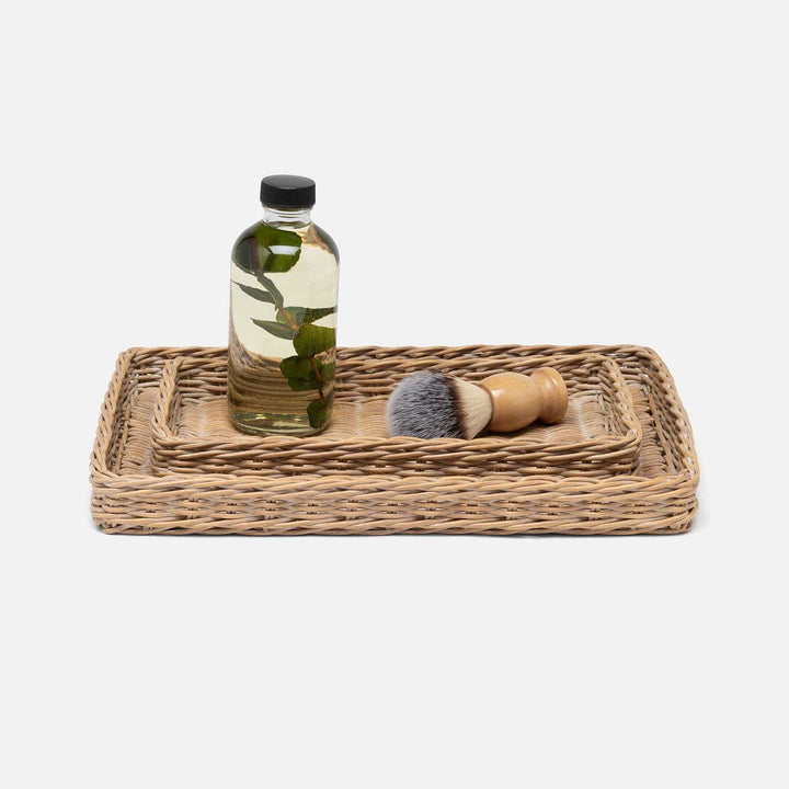 Kardia, Mocha Whitewashed, Nested Trays, Rectangular Straight, Rattan, S/2
