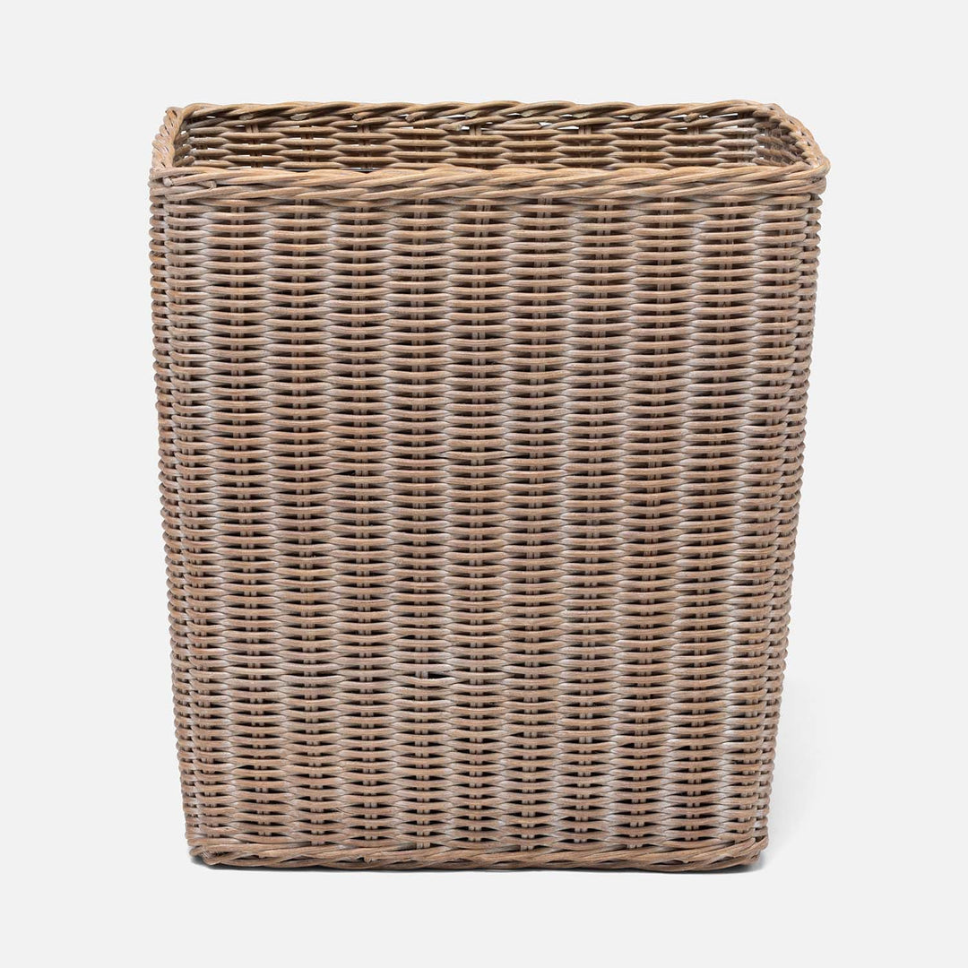 Kardia, Mocha Whitewashed, Wastebasket, Rectangular Tapered, Rattan