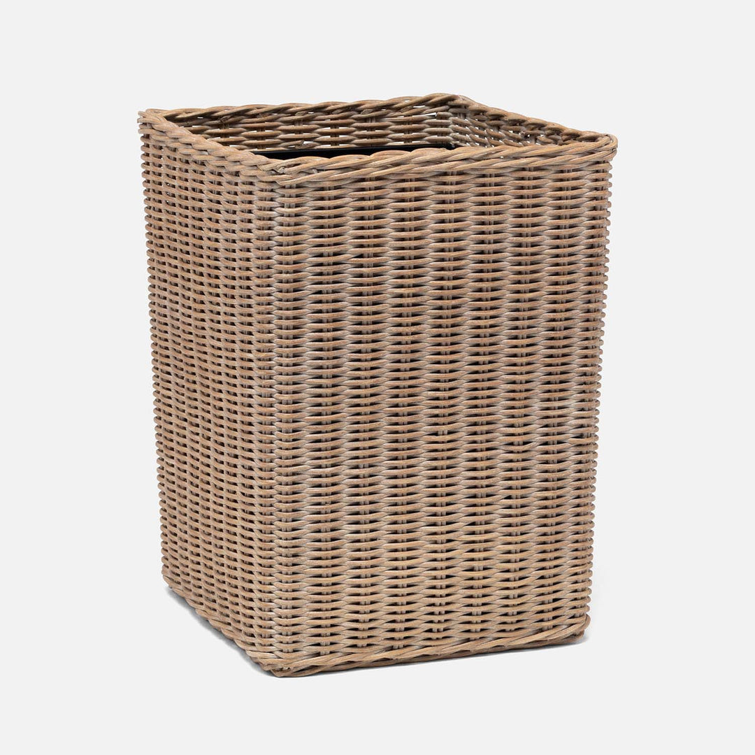 Kardia, Mocha Whitewashed, Wastebasket, Square Straight, Rattan