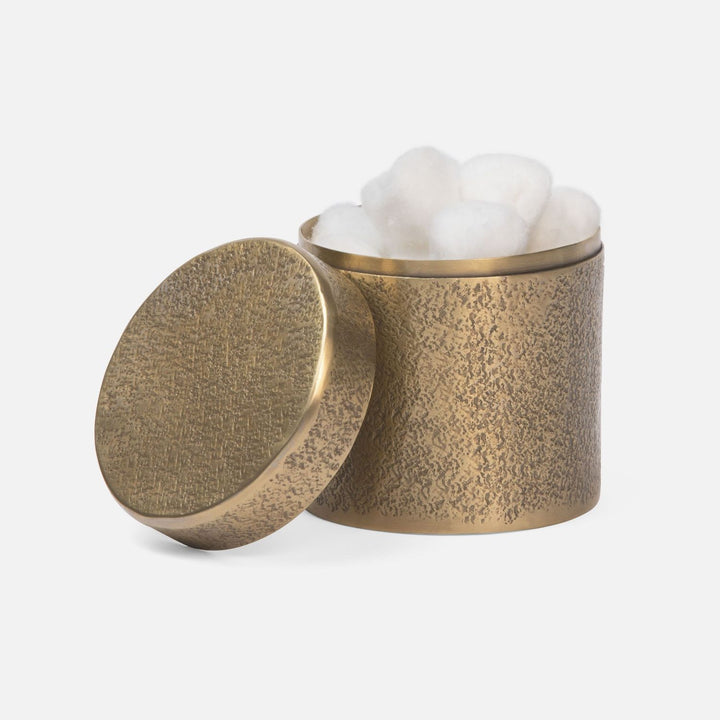 Kenitra, Antique Brass, Brush Holder, Round, Pitted Metal