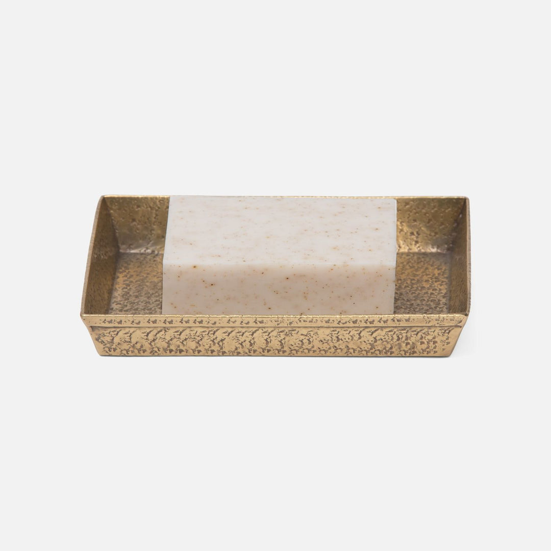 Kenitra, Antique Brass, Nested Trays, Rectangular Straight, Pitted Metal, S/2