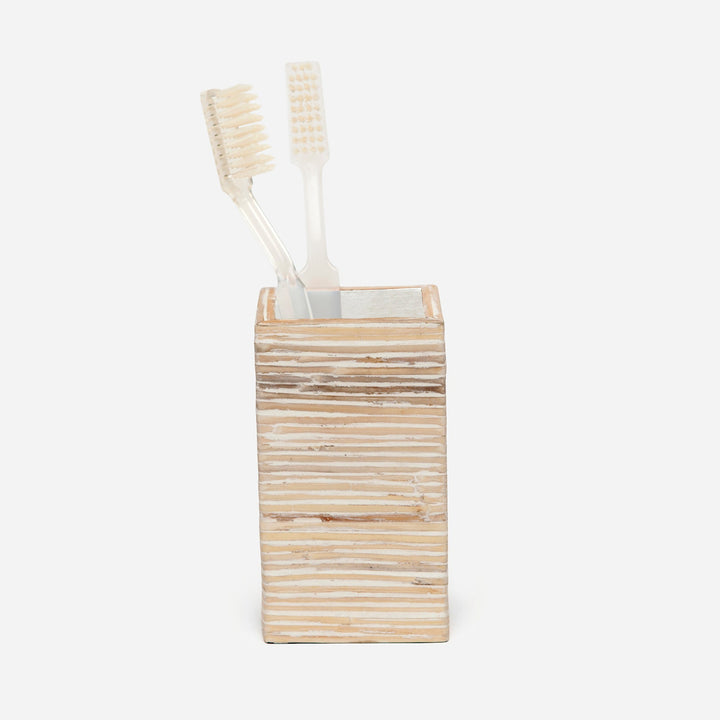 Kona, Bleached, Brush Holder, Square Straight, Rattan