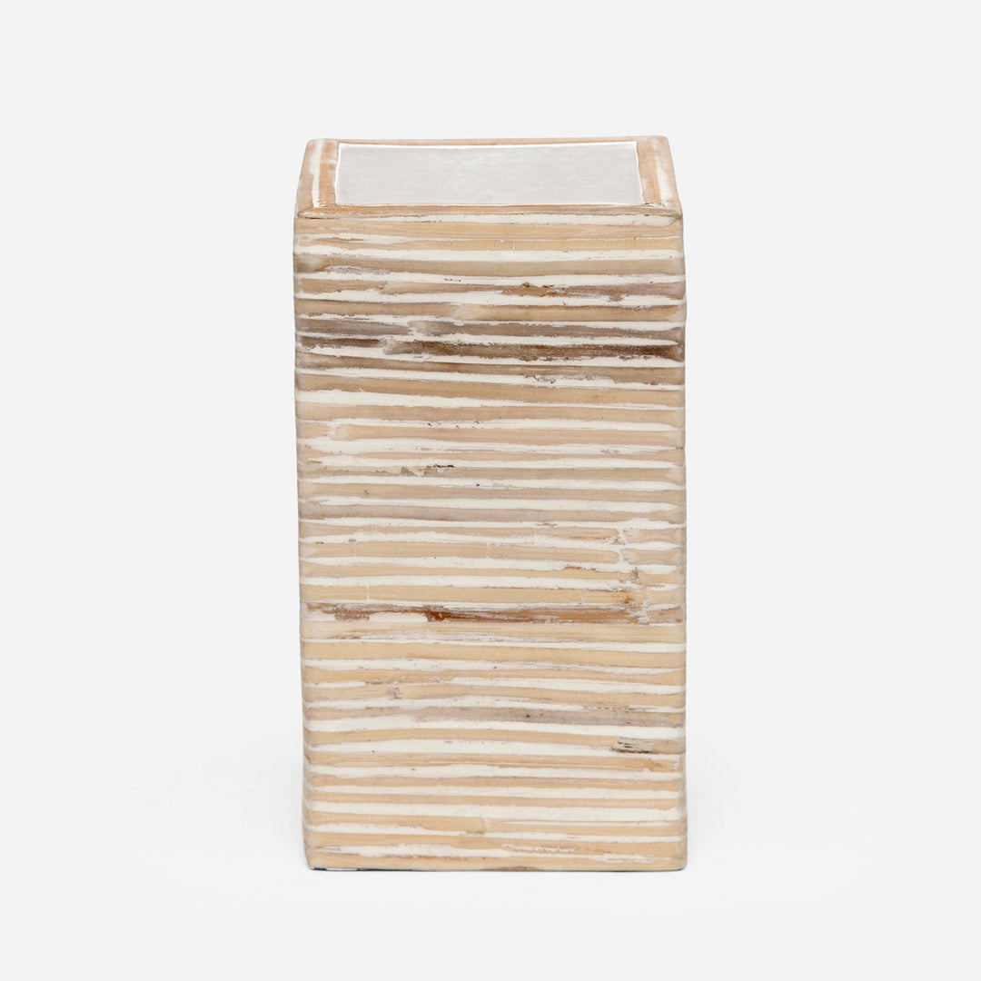 Kona, Bleached, Brush Holder, Square Straight, Rattan