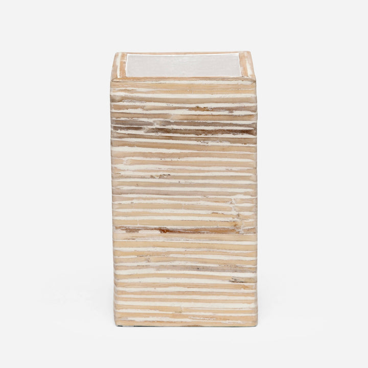 Kona, Bleached, Brush Holder, Square Straight, Rattan