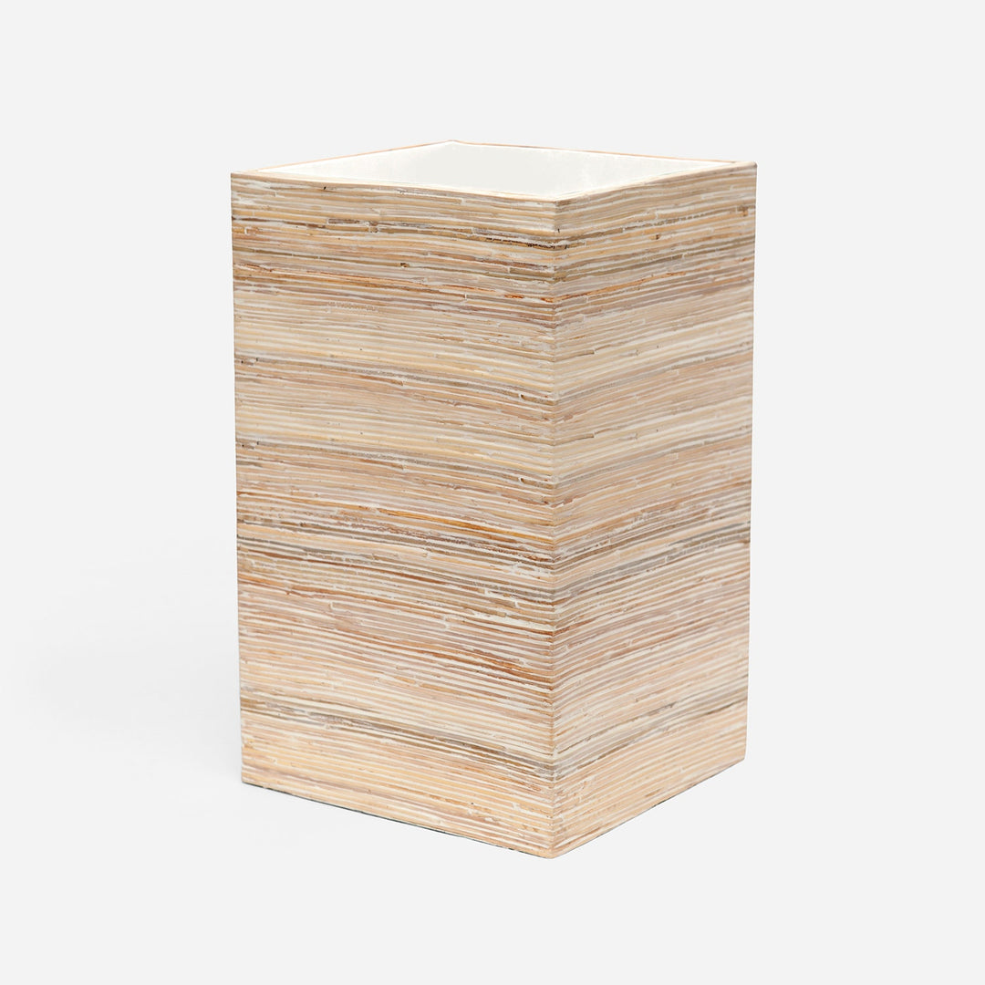 Kona, Bleached, Wastebasket, Square Straight, Rattan