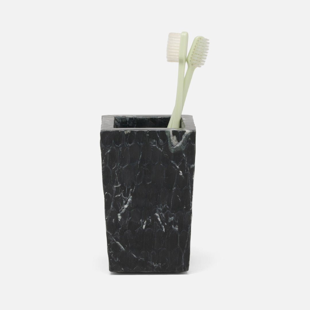 Kuna, Black, Brush Holder, Square Tapered, Marble