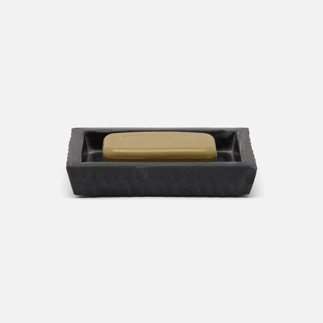 Kuna, Black, Soap Dish, Rectangular Tapered, Marble