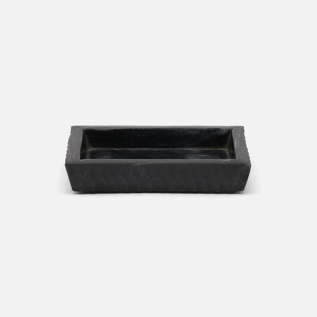 Kuna, Black, Soap Dish, Rectangular Tapered, Marble