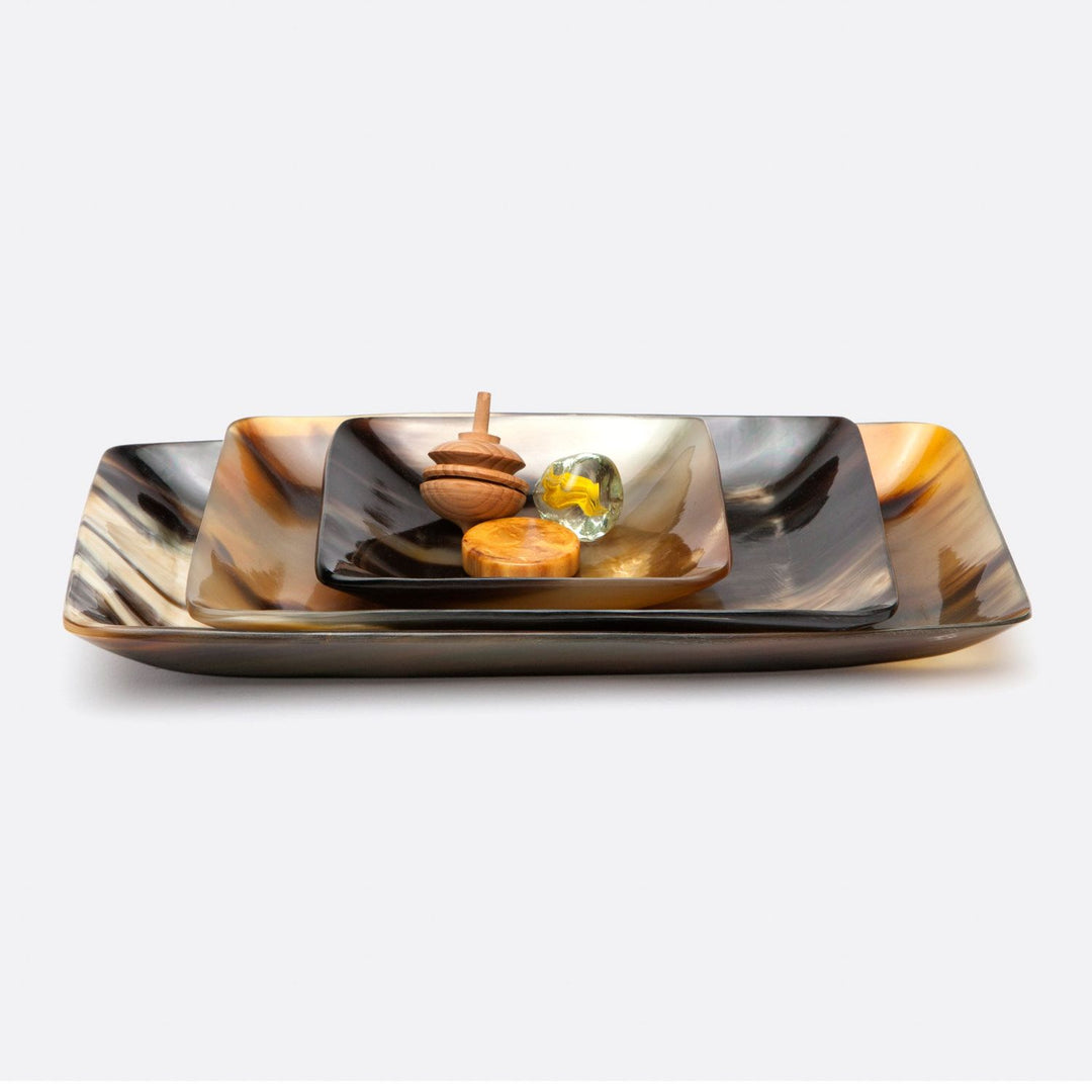 Lewes, Natural, Nested Trays, Rectangular Tapered, Horn, S/3